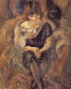 Lucy wearing fur shawl Jules Pascin